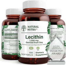 Soy Lecithin 1200 Mg Dietary Supplement - Brain Function, Liver Health, Hepls...