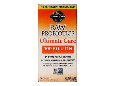 GARDEN OF LIFE RAW PROBIOTICS ULTIMATE CARE 100 BILLION 30 CAPSULES EXP. 04/26