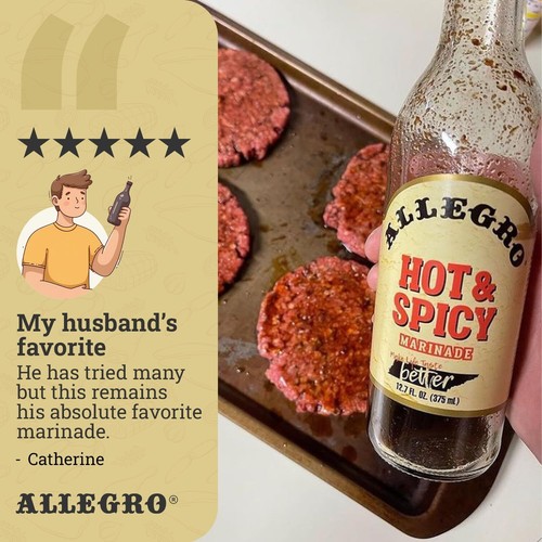 Allegro Hot Spicy Marinade 12.7 Fl Oz Pack of 4 Cajun Inspired Sauce - Picture 5 of 8