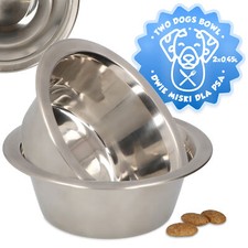 2x Edelstahl Haustier Sch&uuml;ssel F&uuml;tterung Hund Katze Futter N&auml;pfe Fressnapf 0,45l