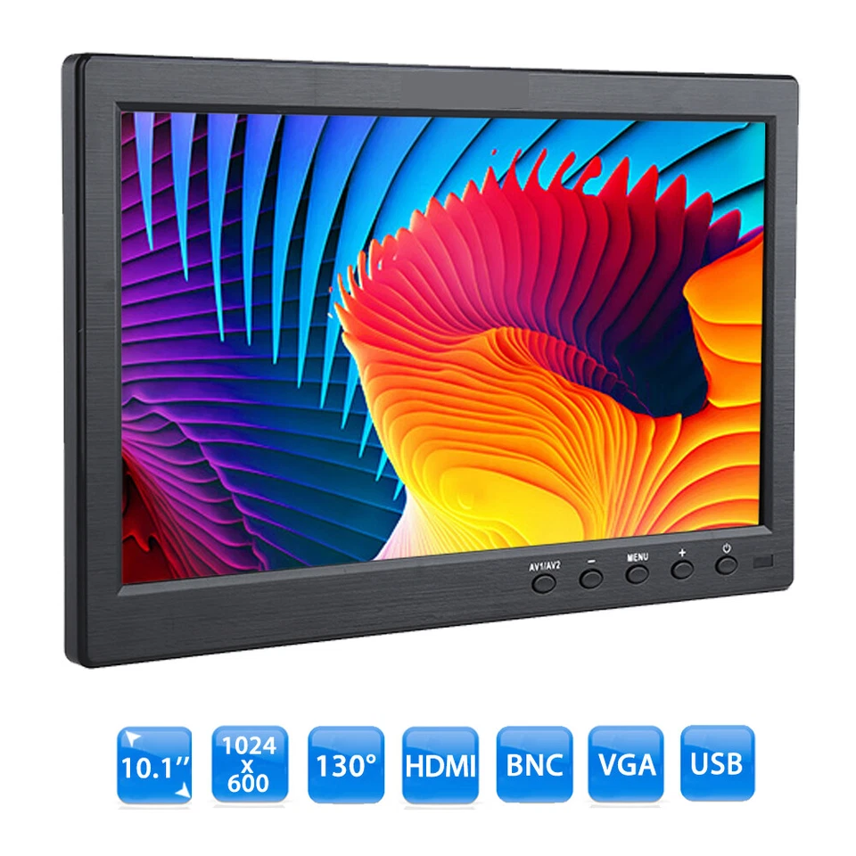 US - 10.1" LCD CCTV Monitor HD Screen HDMI/BNC/AV/VGA for Car/Security/PC/Laptop - Image 3 of 4