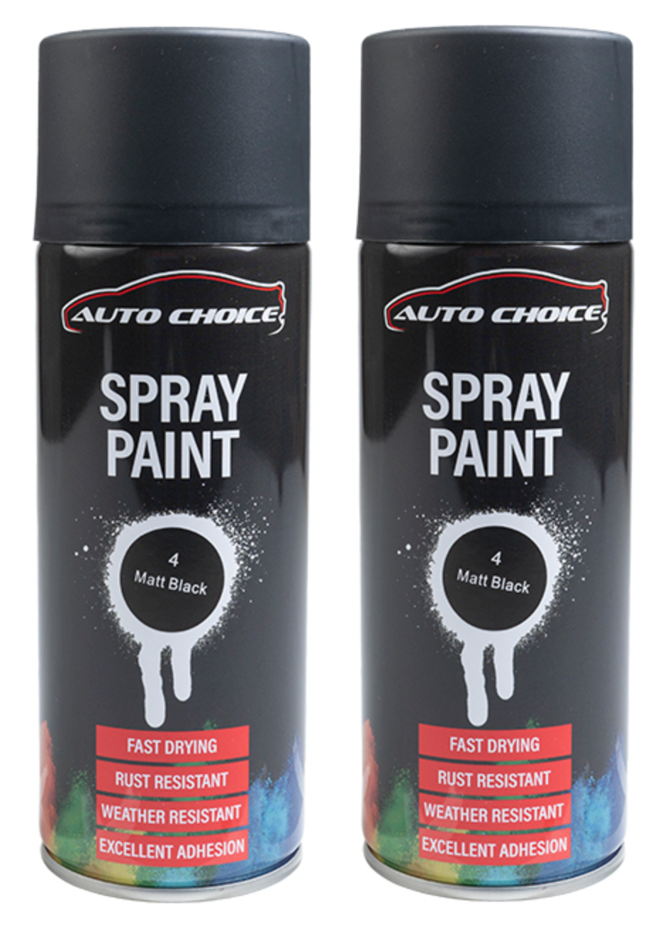 2 x MATT BLACK SPRAY PAINT MULTIPURPOSE CAR AEROSOL HIGH QUALITY