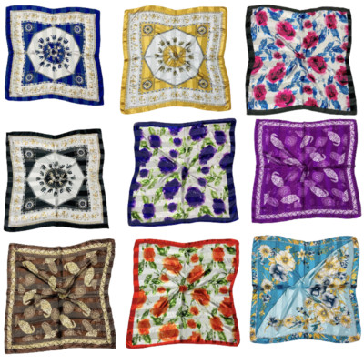 Neu Beste Qualität Blumenmuster Quadratisch Satin Seide Schal Schals Hals Kopf Halstuch Bandana