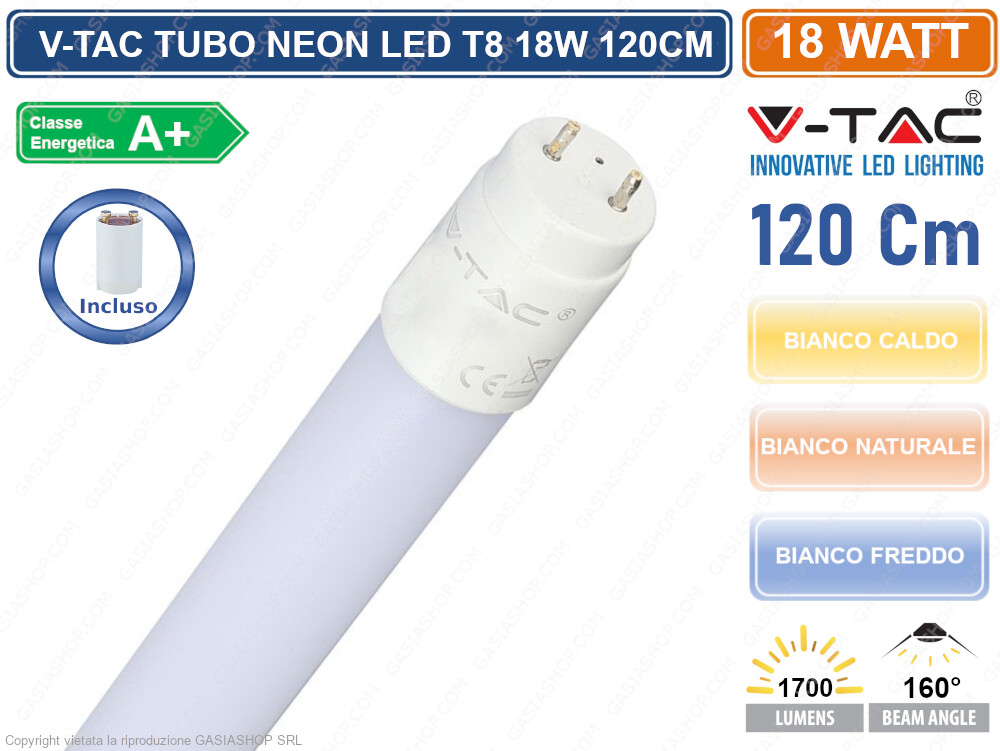 V-TAC VT-1277 Tubo led neon 18W T8 G13 120cm bi 216264 – Lib