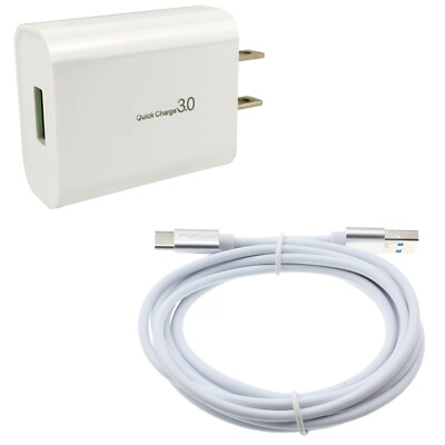 18W FAST HOME CHARGER 6FT LONG USB-C CABLE TYPE-C CORD 	USB WALL For CELL PHONES