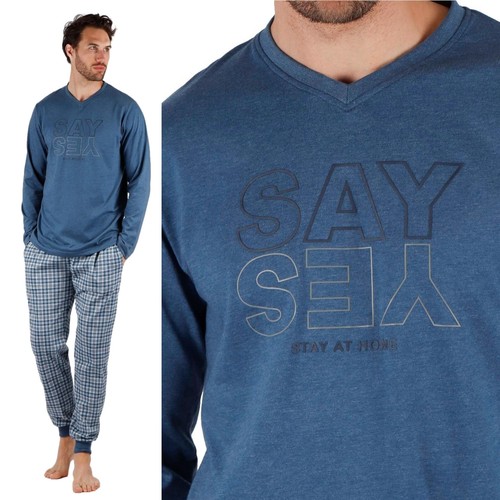 Pyjama Say Pyjama Homme A Manches Longues Say Yes Mélange de Coton Cordon de ...