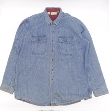 Vintage L.L.Bean Denim Button Up Plaid Lined Men’s XL Tall Made In The USA