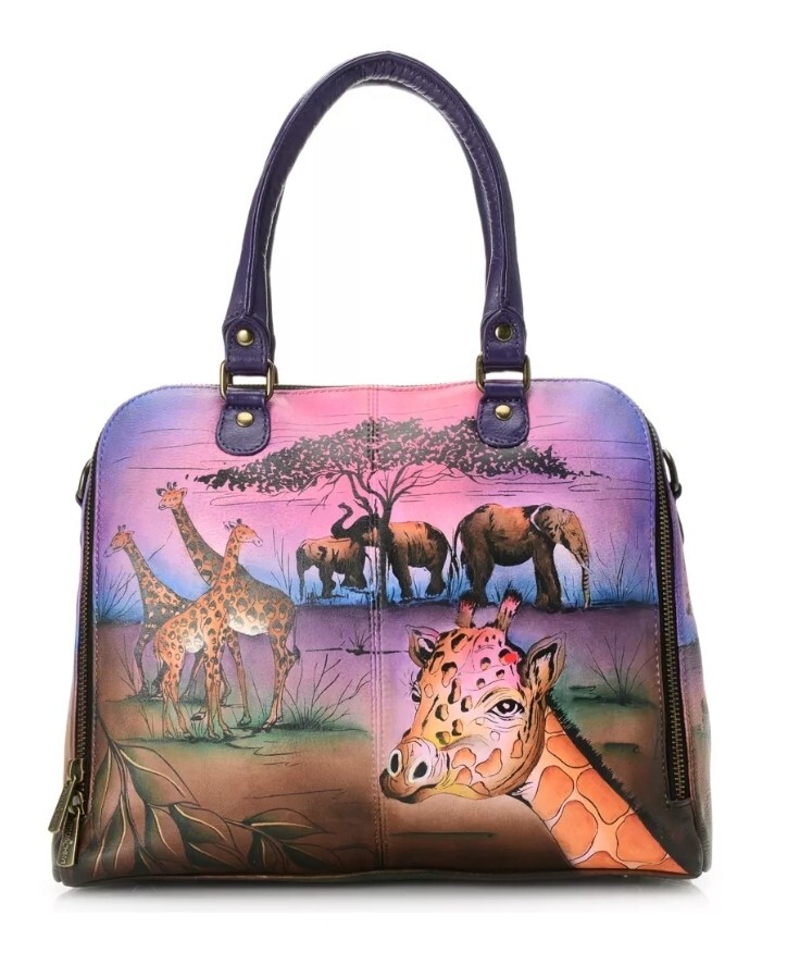 NWT RARE Anuschka zip organizer satchel handbag in "Serengeti Sunset"