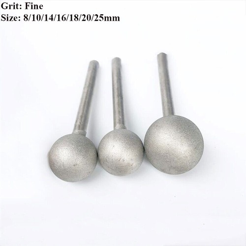 6-50mm Ball Round Diamond Burrs Grinding Bits Point 6mm / 8mm Shank Fine Coarse - Picture 6 of 7