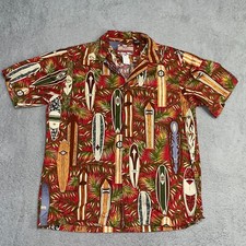 RJC Hawaiian Shirt Men's Medium Vintage Waikiki Made In Hawaii Surf Board Print