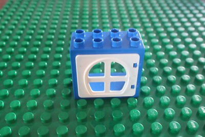 Lego Duplo BLUE Window 2x4 WHITE ROUND Frame Pane Door