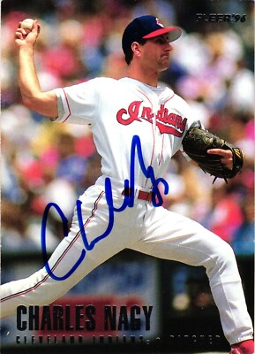 #10 Charles Nagy Signed 1996 Fleer MLB Baseball Card AUTO Indians Glossy