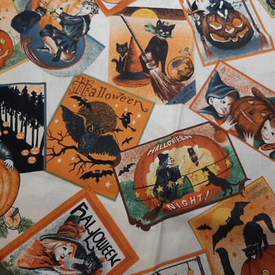 Double Double Toil & Trouble RJR Fabrics 2006 Retro Style Halloween Fabric 27x44