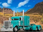1/64 DCP TEAL PETERBILT 389 W/ 63" FLAT TOP SLEEPER