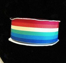1-1/2" wide 10 yds Rainbow Ribbon ROYGBV Vintage Offray Made in USA Polyester