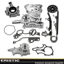 FOR TOYOTA 2.4L 22RE/R TIMING COVER CHAIN KIT(2 Heavy Duty Rails)+OIL WATER PUMP