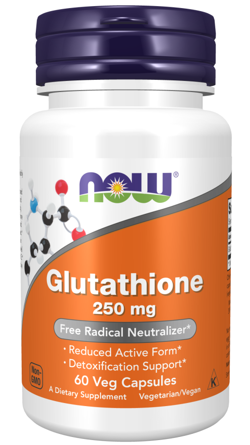 NOW Foods Glutathione 250mg 60 Veggie Capsules Antioxidant Detox Liver Support
