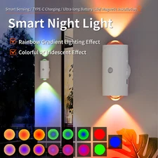 LED Wall Lights Motion Sensor 7 Color Light USB Rechargeable Bedroom Night Light