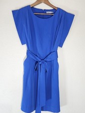 Eliza J Sheath Dress Womens 2 Royal Blue Pleated Shoulder Waist Tie Brunch Party
