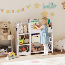 Kids Toy Storage Unit with Open Shelves for Bedroom, Nursery, Playroom, White