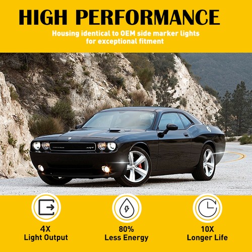 4PCS White Front Smoked Rear LED Side Marker Lights For 2008-14 Dodge Challenger - Picture 4 of 12