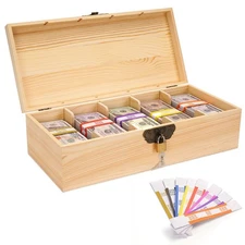 Wooden Locking Currency Money Cash Tray with Coin Tray, 5 Compartment Wooden ...
