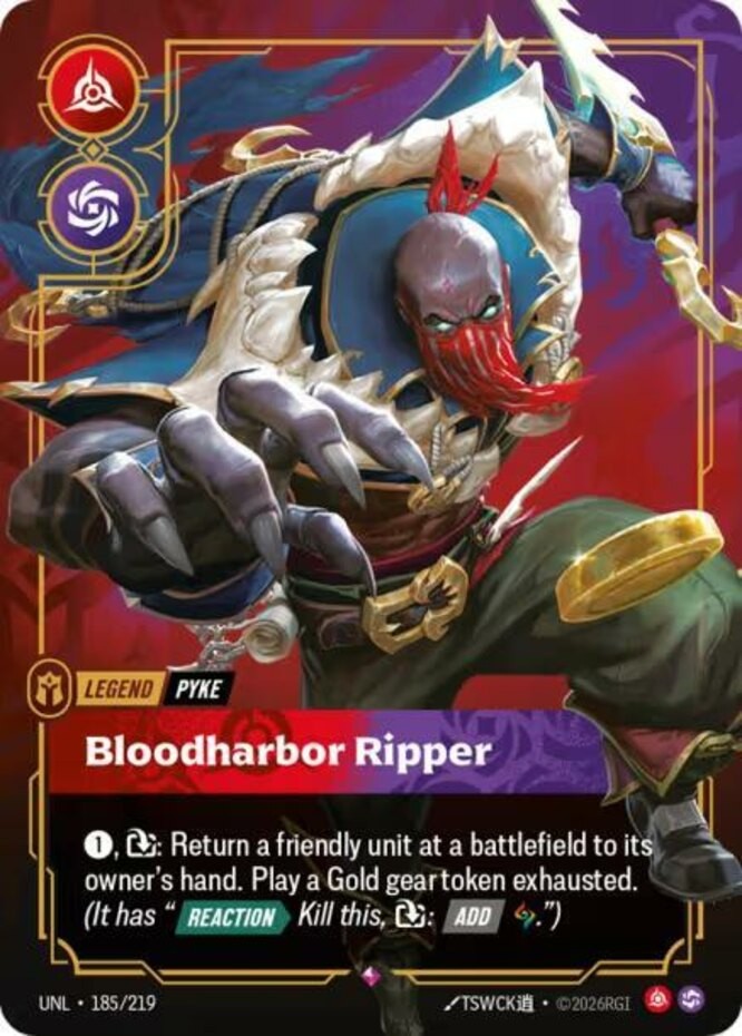 Pyke - Bloodharbor Ripper - 185/219 - Rare - Foil NM Riftbound Unleashed