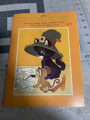 Vintage 1978 Hallmark Halloween Fun Coloring Book Blackie Cat & Squeaky Stickers