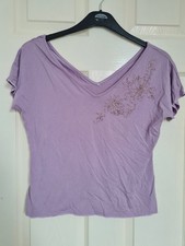 Beautiful Soft Purple Floral M&S Ladies Top Size 14 Smart Casual Wear 