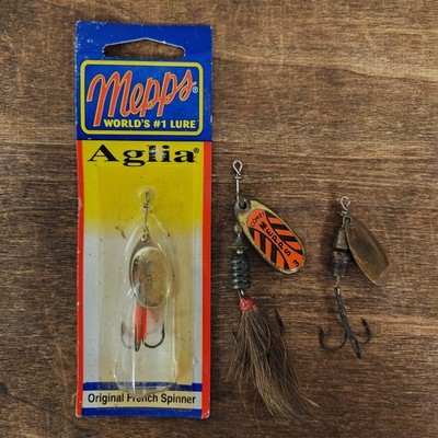 Vintage Mepps Spinner Lot   NOS Aglia #2 + Comet #3 + Early Brass Aglia