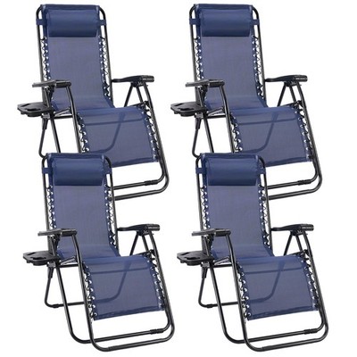Sweetcrispy Zero Gravity Chairs, Set of 4 Portable Recliner Beach Camping Pat...