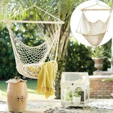 Hanging Swing Chair Hammock Rope Seat Indoor Outdoor Patio Porch Yard Cotton