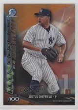 2017 Bowman Chrome Scouts Top 100 Orange Refractor 13/25 Justus Sheffield q9p