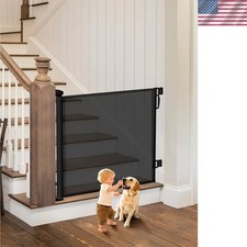 Secure  Stylish Retractable Baby Gate - 34" Tall, Fits Wide Openings Up to 55"