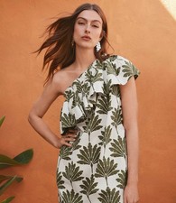 Loft Palm Ruffle One Shoulder Mini Shift Dress Sz XL NWT Tropical Vacation