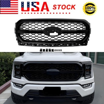 Front Bumper Grille Platinum For 2021 2022 2023 Ford F150 F-150 XLT Mesh Black