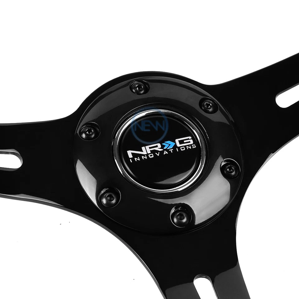 NRG 350mm 6-Bolt Anodized Racing Sparkle Wood Grip Black Spoke Steering Wheel - Image 2 of 4