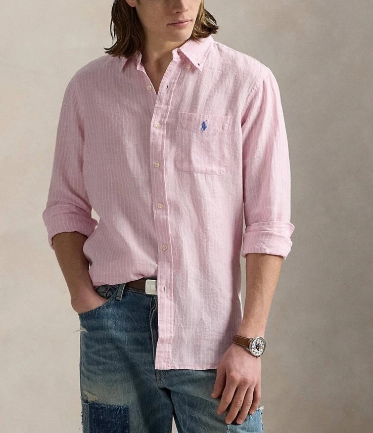 $138 Polo Ralph Lauren Men’s Classic Fit Striped 100% Linen Shirt Pink Size L
Opens in a new window