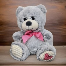 Walmart Teddy Bear 7" Gray Plush Stuffed Animal Toy With Heart Embroidered Foot