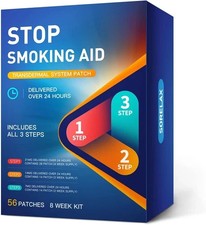 SORELAX 8 Week Stop Smoking Patches ALL 3 Steps 56 Patches 7mg, 14mg, 21mg