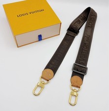 Louis Vuitton Logo Brown Canvas Leather Adjustable Shoulder Strap Auth