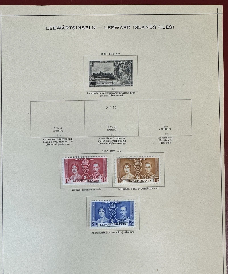 Leeward Islands, 1920-1923, Collection of 88 Stamps, Mint and Used, on Pages - Image 4 of 4
