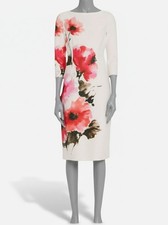 Rickie Freeman by Teri Jon Women's White Scuba Floral Crewneck Dress Size 6