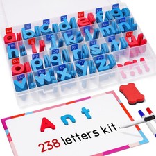 Classroom Magnetic Letters Kit 238 Pcs with Double-Side Magnet Board - Foam A...
