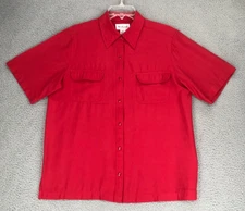 Westbound Top Women Size M Button Up Short Sleeve Pockets Red