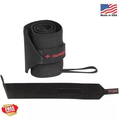 Harbinger Pro 20-Inch WristWraps with Thumb Loop for Weightlifting (pair), Blac