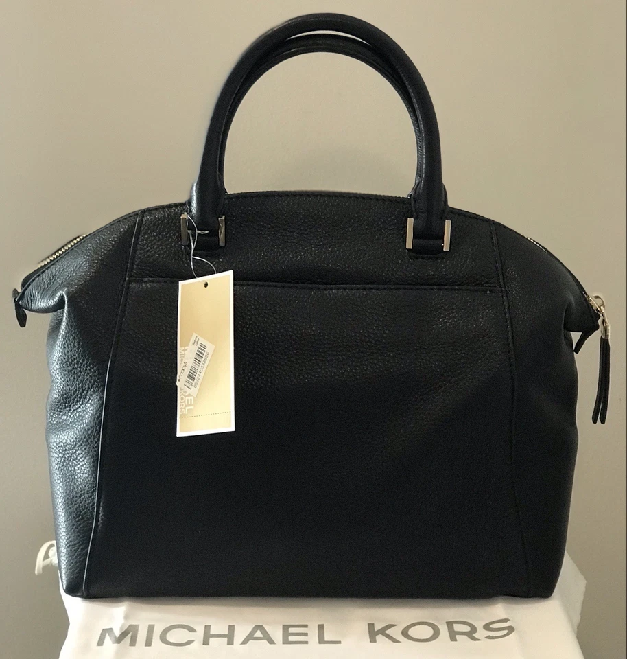 CARTERA MEDIANA DE CUERO MK RILEY negra/dorada. Correa bandolera y billetera grande 🎁 Foto 3 de 4