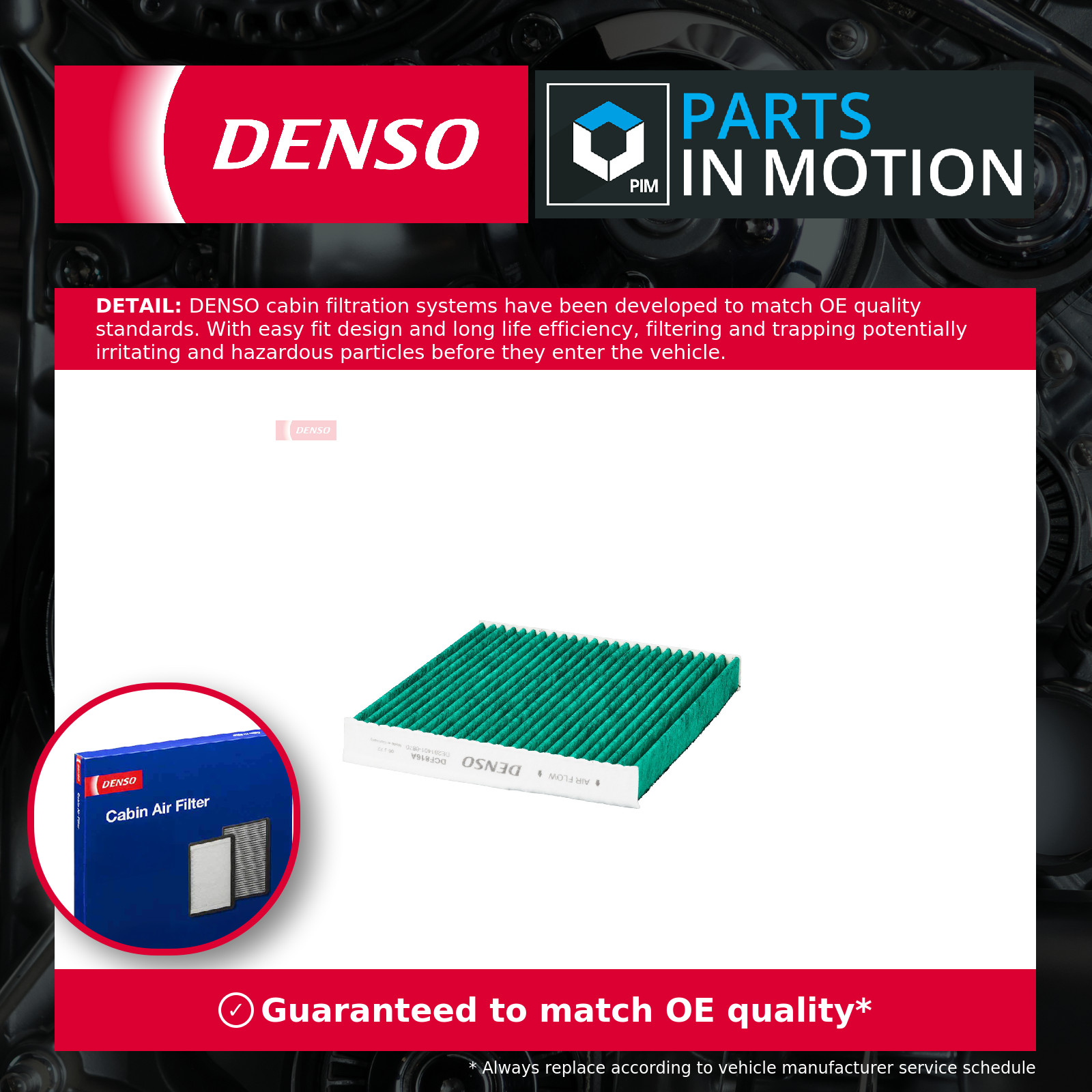 Pollen / Cabin Filter DCF816A Denso 1745605 Genuine Top Quality Guaranteed New