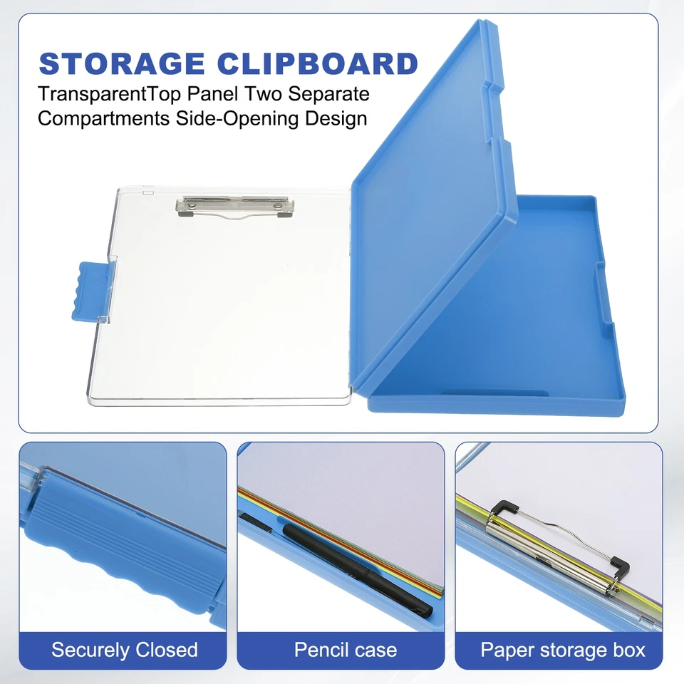 Clipboard with Storage 8.5x11 with Pen Holder A4 Legal Paper Folder, Azure Color Foto 4 de 4