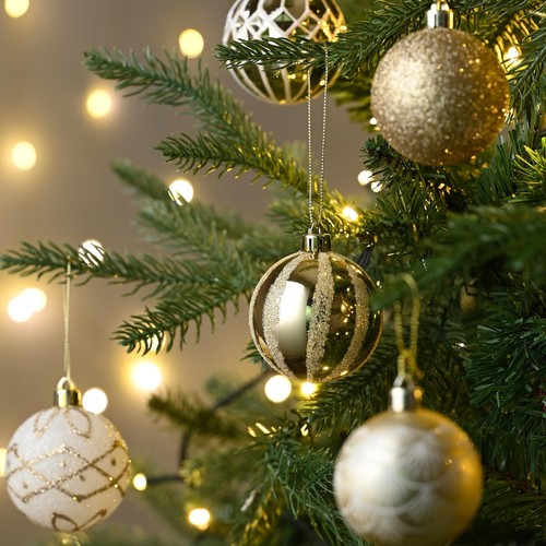Christmas Ornaments Set, 30ct White and Gold Shatterproof Christmas Tree Deco... - Picture 2 of 6